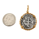 Atocha Silver 1 3/8" Spanish Replica Coin Pendant in Twisted Rope Frame - Item #10935P