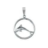 11323 - Dolphin in Round Frame Pendant