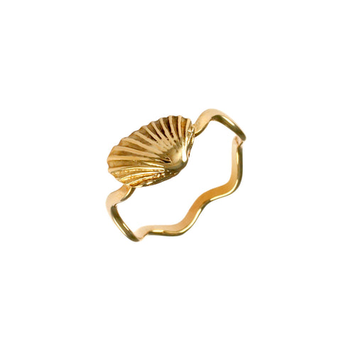 12348 - Claim Shell on Wavy Band - Lone Palm Jewelry