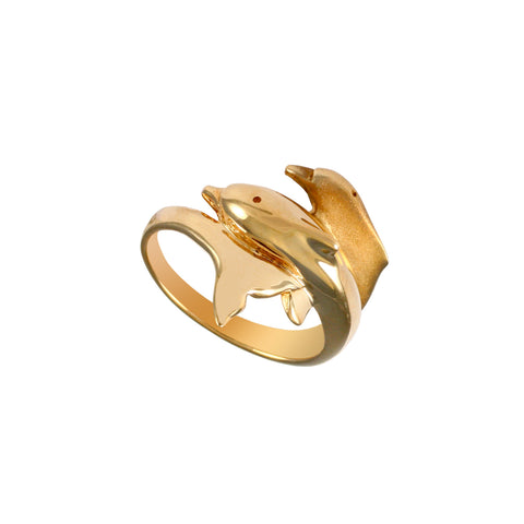 12349 - Mother and Baby Wrapped Dolphin Ring - Lone Palm Jewelry