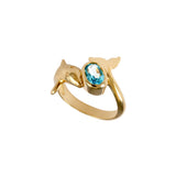 12404 - Blue Tourmaline Wrapped Dolphin Ring - Lone Palm Jewelry