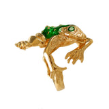 12516 - Enameled Frog Ring with Emerald Eyes