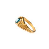 12855 - Carved Dolphin and Blue Tourmaline Ring - Lone Palm Jewelry