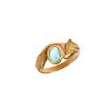 12855 - Carved Dolphin and Blue Tourmaline Ring - Lone Palm Jewelry