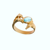 12862 - Dolphin and Blue Tourmaline Ring - Lone Palm Jewelry