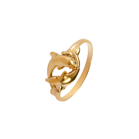 Sold at Auction: 10ct yellow gold diamond set dolphin design ring