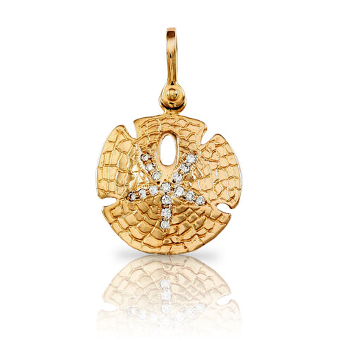 1 1/16" Sand Dollar Charm with Diamond Center - Lone Palm Jewelry