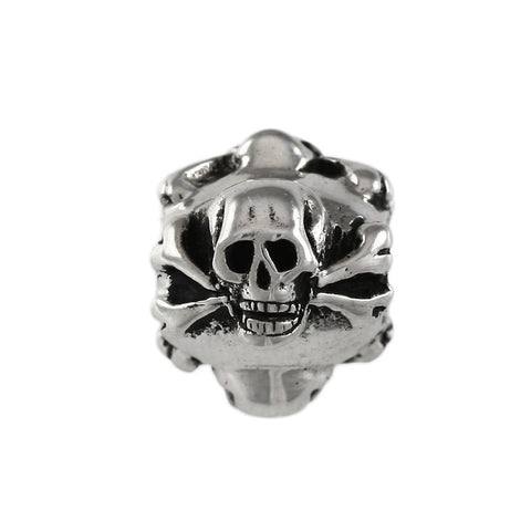 Silver Pirate Skull and Crossbones Large Hole Beads 10 per b