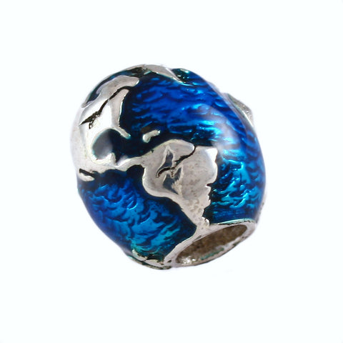 Enameled Planet Earth Globe Bead - Lone Palm Jewelry