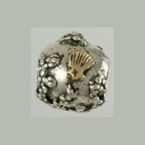 13611a - 14k Clam Shell & Sterling Reef Bead