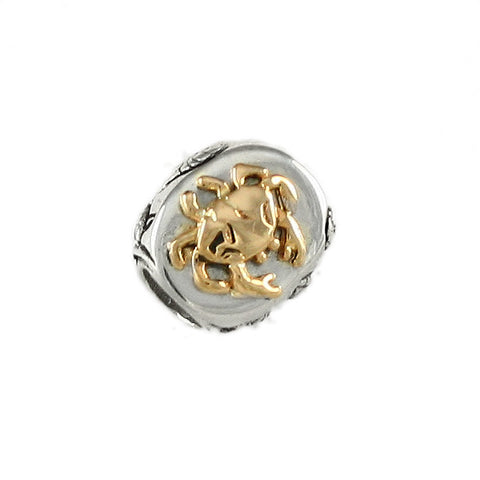 14kt Crab on Sterling Leaf Fronds Bead - Lone Palm Jewelry