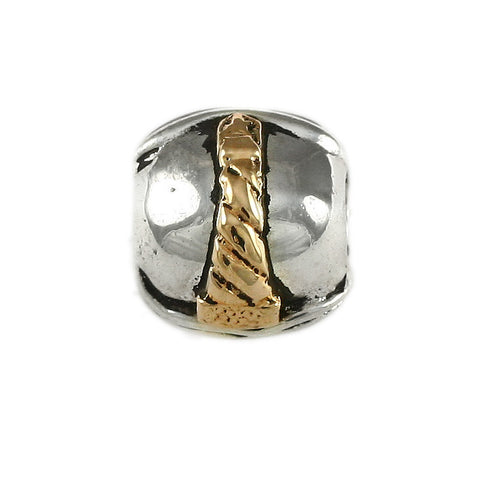 14kt Striped Lighthouse & Sterling Waves Bead - Lone Palm Jewelry