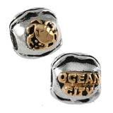 14kt  Crab & OCEAN CITY on Sterling Wave Bead - Lone Palm Jewelry