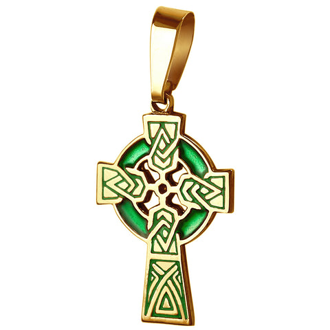 14418 - 1 1/8" Ornate Enameled Celtic Cross Pendant