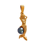 14820p - 1 1/2" Mermaid and Black Pearl Pendant