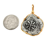 Atocha Silver 1 3/8" Replica Coin Pendant with Smooth Bezel Frame & Shackle Bail - Item #14906