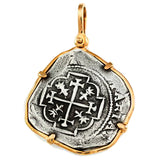 Atocha Silver 1 3/8" Replica Coin Pendant with Smooth Bezel Frame & Shackle Bail - Item #14906