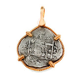 Atocha Silver 1 1/4" Spanish Replica Coin Pendant with Twisted Frame & Shackle Bail - Item #14908