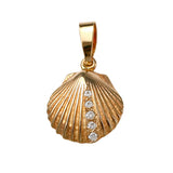 15008d - Scallop Shell Pendant with Diamonds