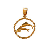 15015 - Double Dolphin Pendant in Rope Frame
