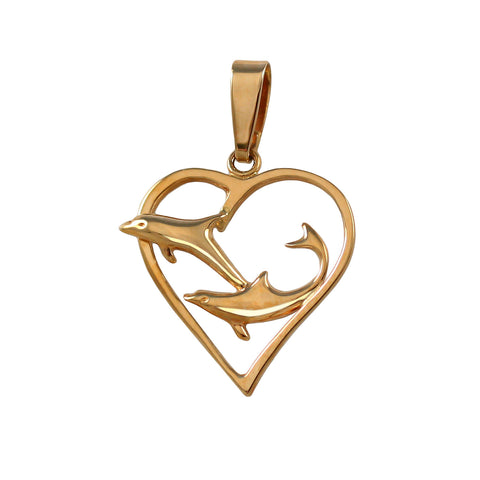 15047 - Double Dolphin Heart Pendant
