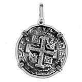 Atocha Silver 1 1/4" Spanish Replica Coin Pendant with Shackle Bail - Item #15188