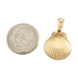 7/8" Scallop Shell with Diamond Bail - Lone Palm Jewelry
