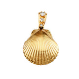 7/8" Scallop Shell with Diamond Bail - Lone Palm Jewelry