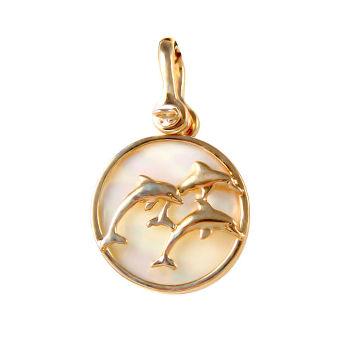 Trio of Dolphins Sea Opal Pendant - Lone Palm Jewelry