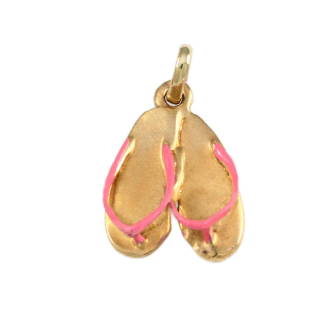 7/8" Flip Flop Sandal Pair with Pink Enamel - Lone Palm Jewelry