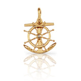 1 3/4" Anchor & Ship's Wheel with Diamonds - Lone Palm Jewelry