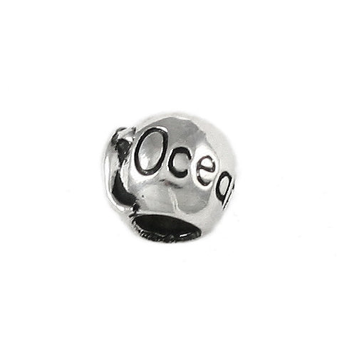OCEAN CITY Engraved Bead with Dolphin - Lone Palm Jewelry