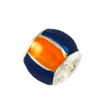 Orange & Blue Enameled Barrel Bead - Lone Palm Jewelry