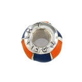 Orange & Blue Enameled Barrel Bead - Lone Palm Jewelry