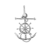 18072 - 1 1/4" Fouled  Anchor with Movable Ship's Wheel - Lone Palm Jewelry