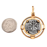 Atocha Silver 1 1/2" Replica Spanish Coin Pendant in 2 Part Setting - Item #18206