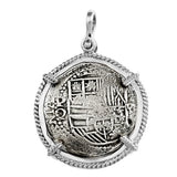 Atocha Silver 1 3/4" Replica Coin Pendant with Smooth & Twist Bezel - Item #18212