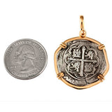 Atocha Silver 1 1/4" Spanish Replica Coin Pendant with Shackle Bail - Item #18282