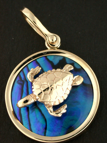 18292 - 1 7/8" Hawksbill Turtle Sea Opal Pendant