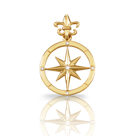 2" Compass Rose Pendant with Diamonds - Lone Palm Jewelry