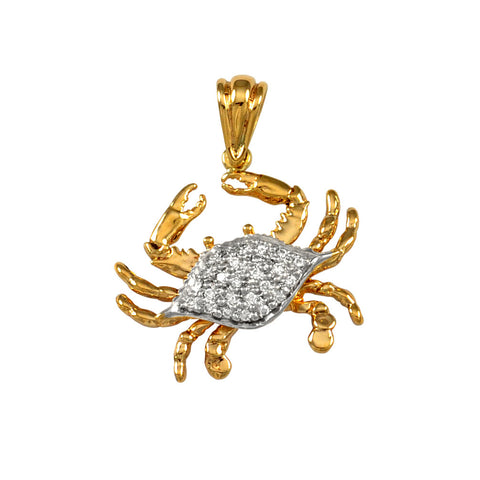 18756d - 1 1/8" Crab Pendant Encrusted with Diamonds - Lone Palm Jewelry