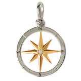 Compass Rose with Diamond 14kt Yellow and White Gold  1 1/16" - 21064d