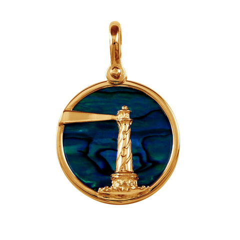 21100 - 5/8" Hatteras Lighthouse Sea Opal Pendant