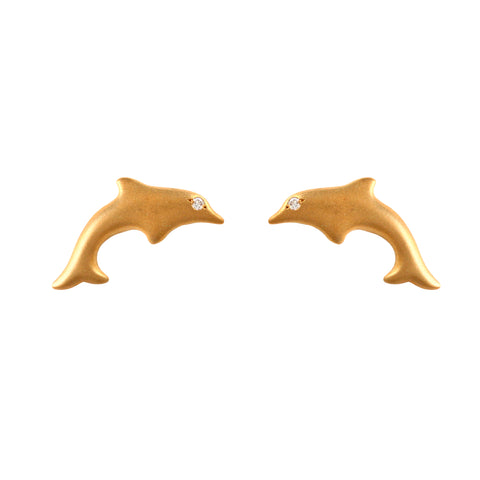 30280d - Dolphin Post Earrings with Diamond Eyes