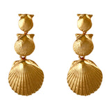 30290 - 1 1/2" Dangling Scallop Shell Earrings