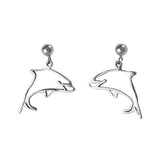 30295 - Dangling Dolphin Outline Earrings