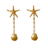 30348 - 1 3/8" Starfish and Shell Dangle Earrings