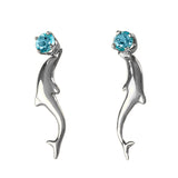 30548 - Dolphin Earrings with Blue Topaz