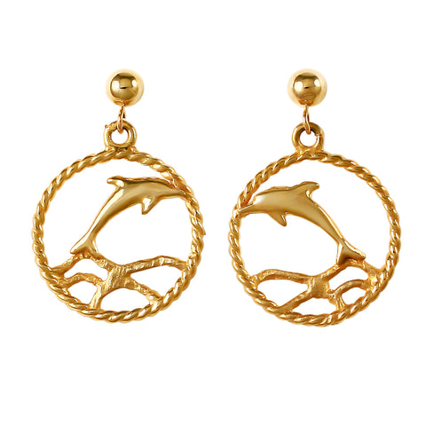 30563 - Jumping Dolphin Earrings in Twisted Wire Frame