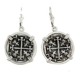 Atocha Silver 7/8" Replica Coin Earrings in Smooth Frame - Item #30641